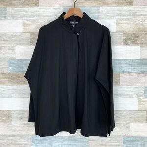 Peace Of Cloth NY Panticular Oversized Cape Jacket Black Button Up Womens 2